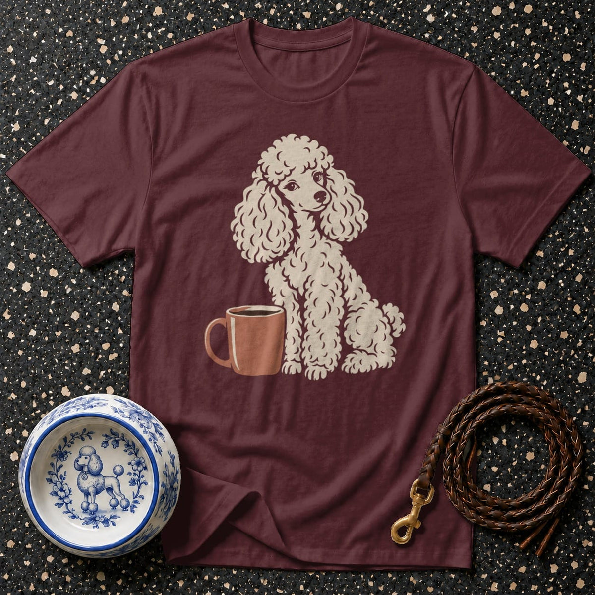 T-shirt Cozy Poodle and Coffee T-Shirt Poodle Coffee T-Shirt | Premium Dog Lover Apparel