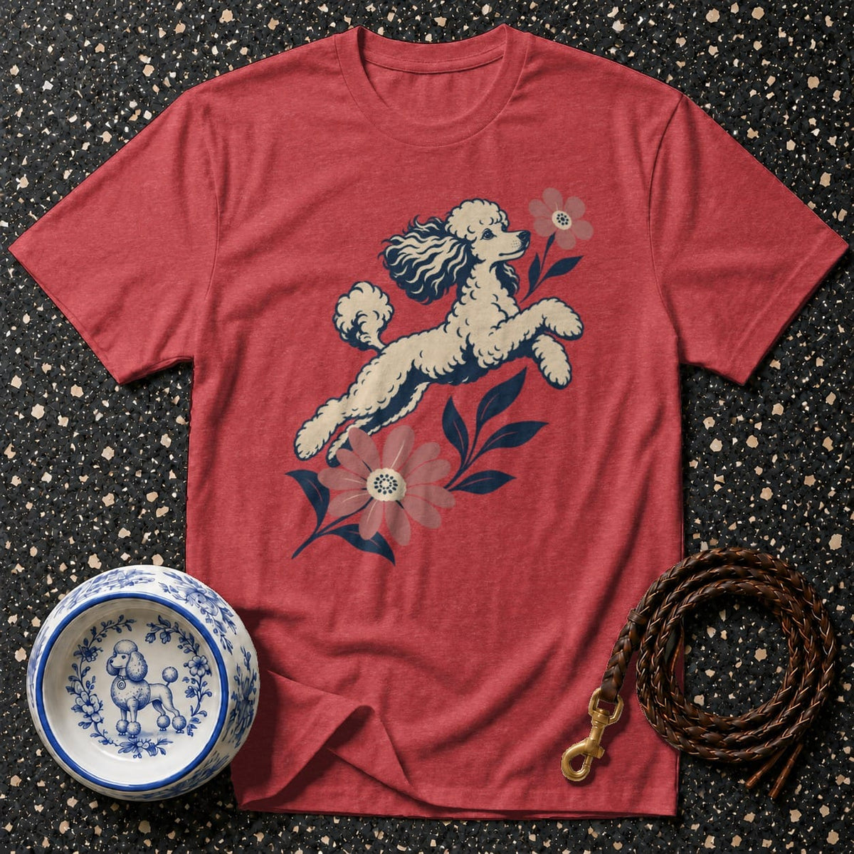 T-shirt Vintage Floral Poodle T-Shirt Vintage Poodle T-Shirt | Retro Floral Dog Tee