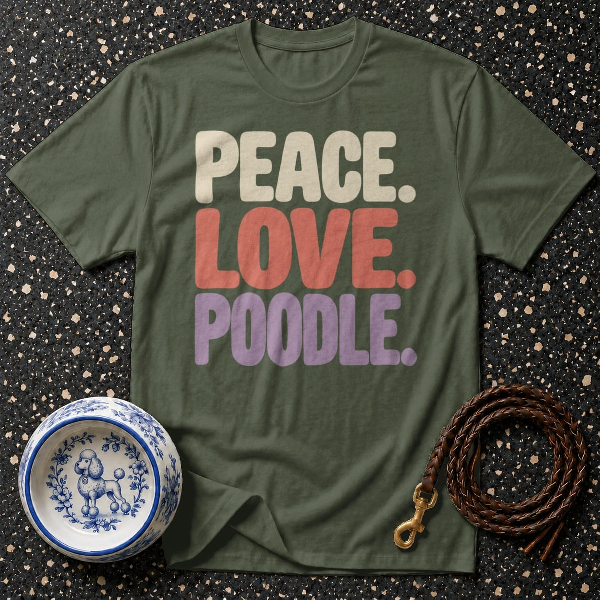 T-shirt Peace Love Poodle Retro T-Shirt Peace Love Poodle T-Shirt | Premium Dog Apparel