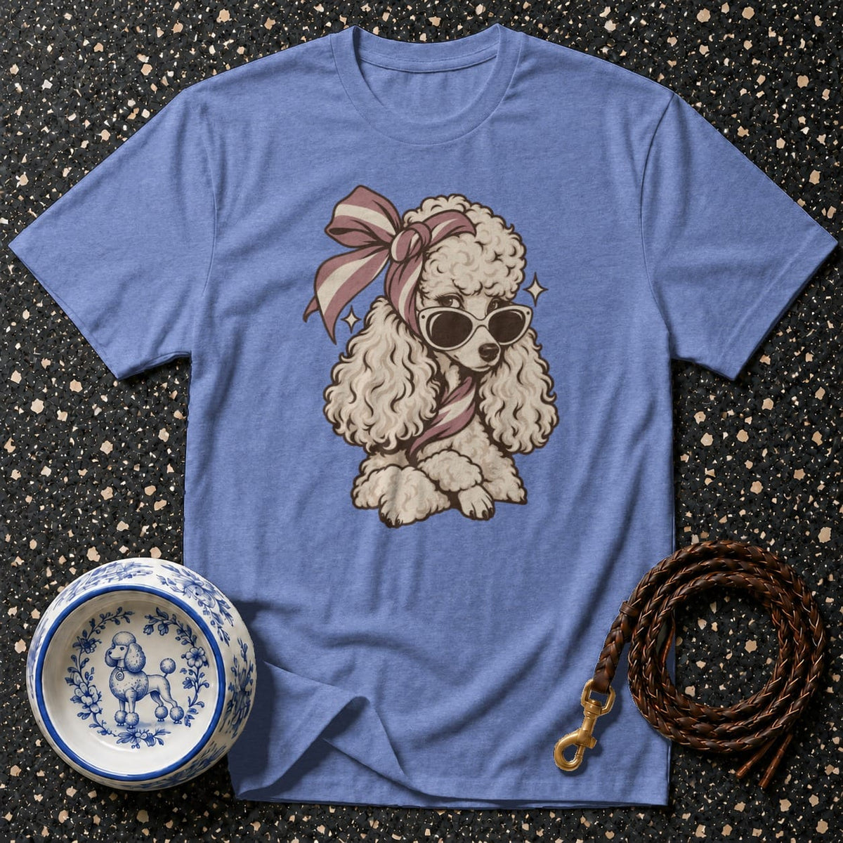 T-shirt Vintage Chic Poodle T-Shirt Poodle with Sunglasses T-Shirt | Premium Dog Apparel
