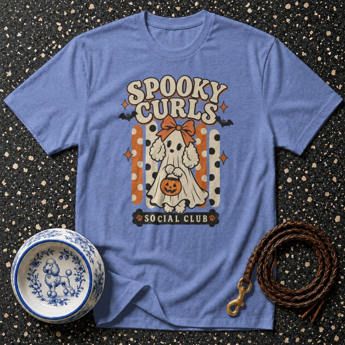 Spooky Curls Ghost Poodle T-Shirt Spooky Curls Ghost Dog T-Shirt | Premium Apparel