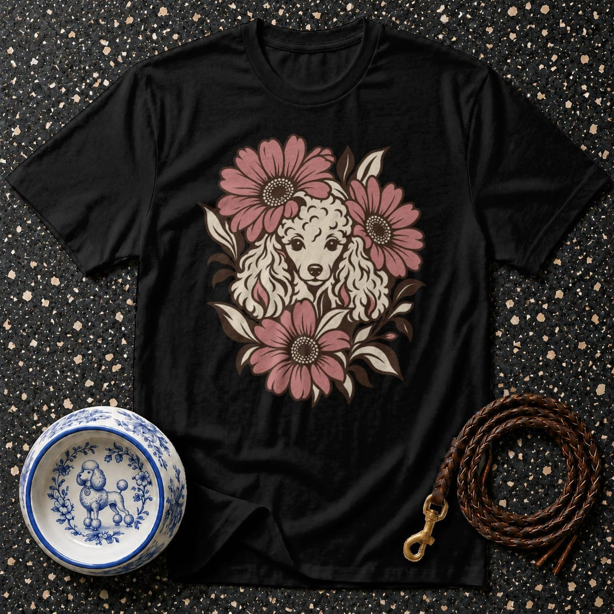 T-shirt Vintage Floral Poodle T-Shirt Poodle Floral Graphic T-Shirt | Premium Dog Apparel