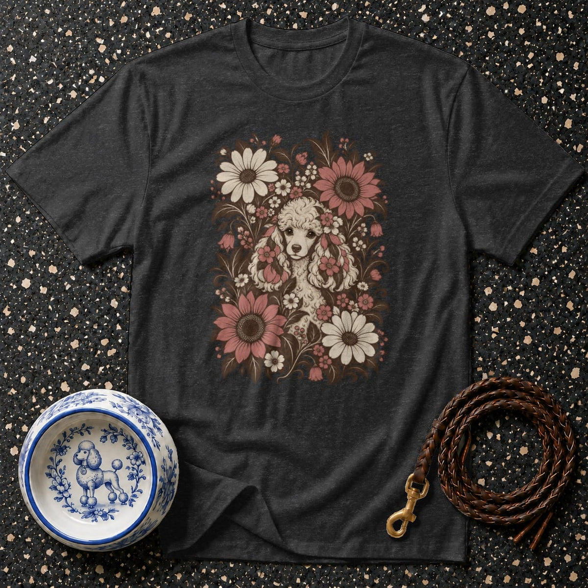 T-shirt Vintage Botanical Poodle T-Shirt Poodle Floral T-Shirt | Premium Dog Apparel