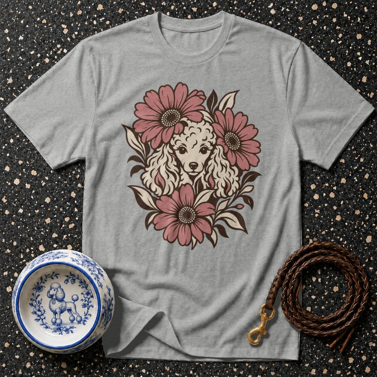 T-shirt Vintage Floral Poodle T-Shirt Poodle Floral Graphic T-Shirt | Premium Dog Apparel