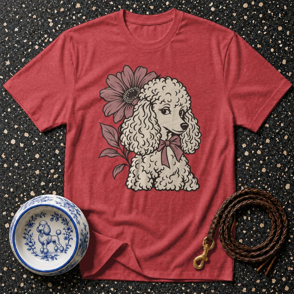 T-shirt Vintage Floral Poodle T-Shirt Poodle Floral T-Shirt | Premium Dog Apparel