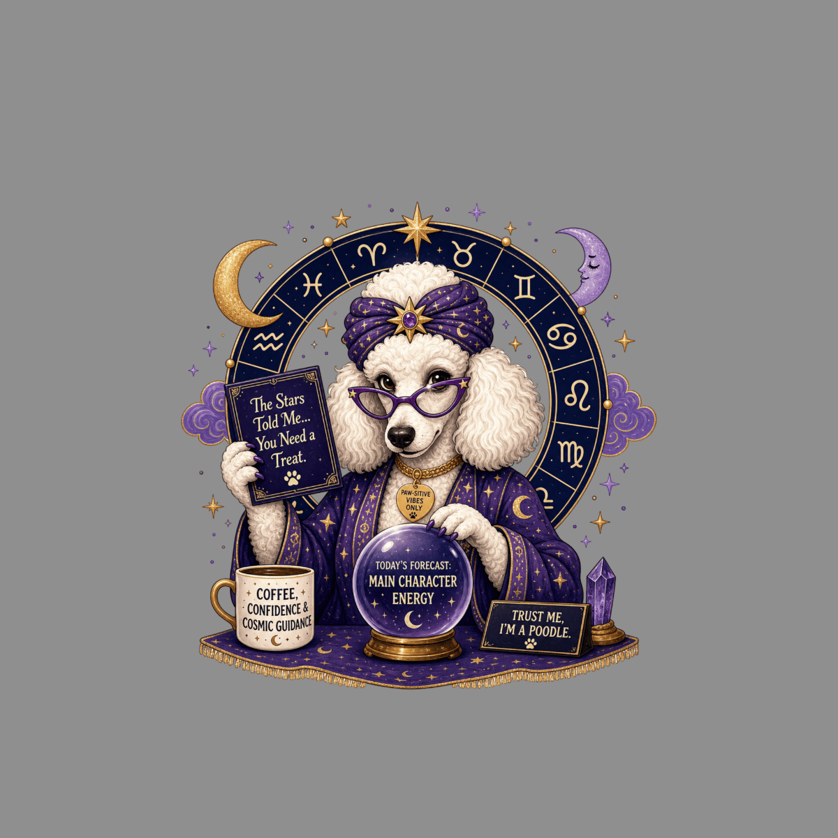 T-shirt Cosmic Fortune Poodle T-Shirt Poodle Fortune Teller T-Shirt | Cosmic Dog Lover Gift