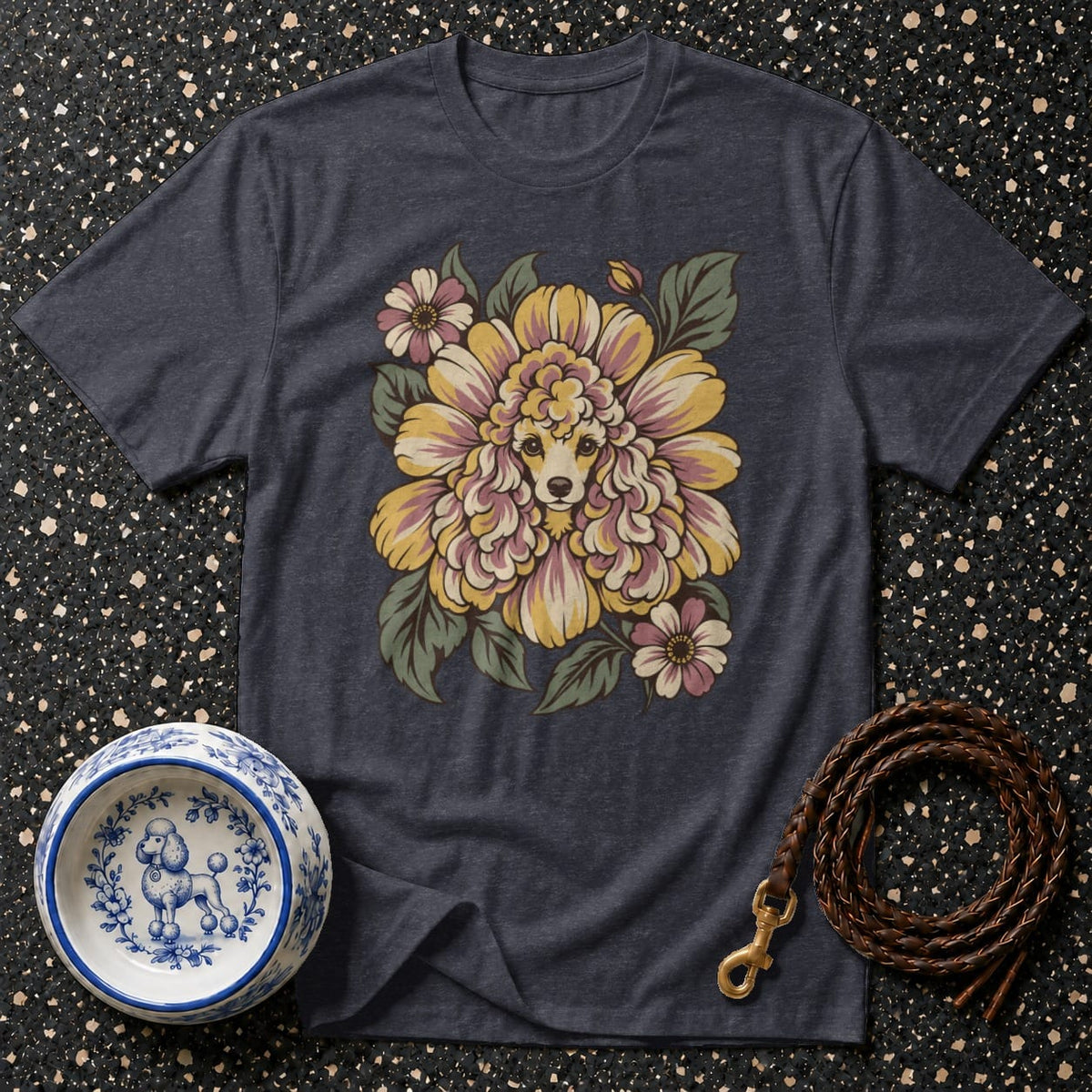 T-shirt Vintage Floral Poodle T-Shirt Poodle Flower T-Shirt | Premium Dog Apparel
