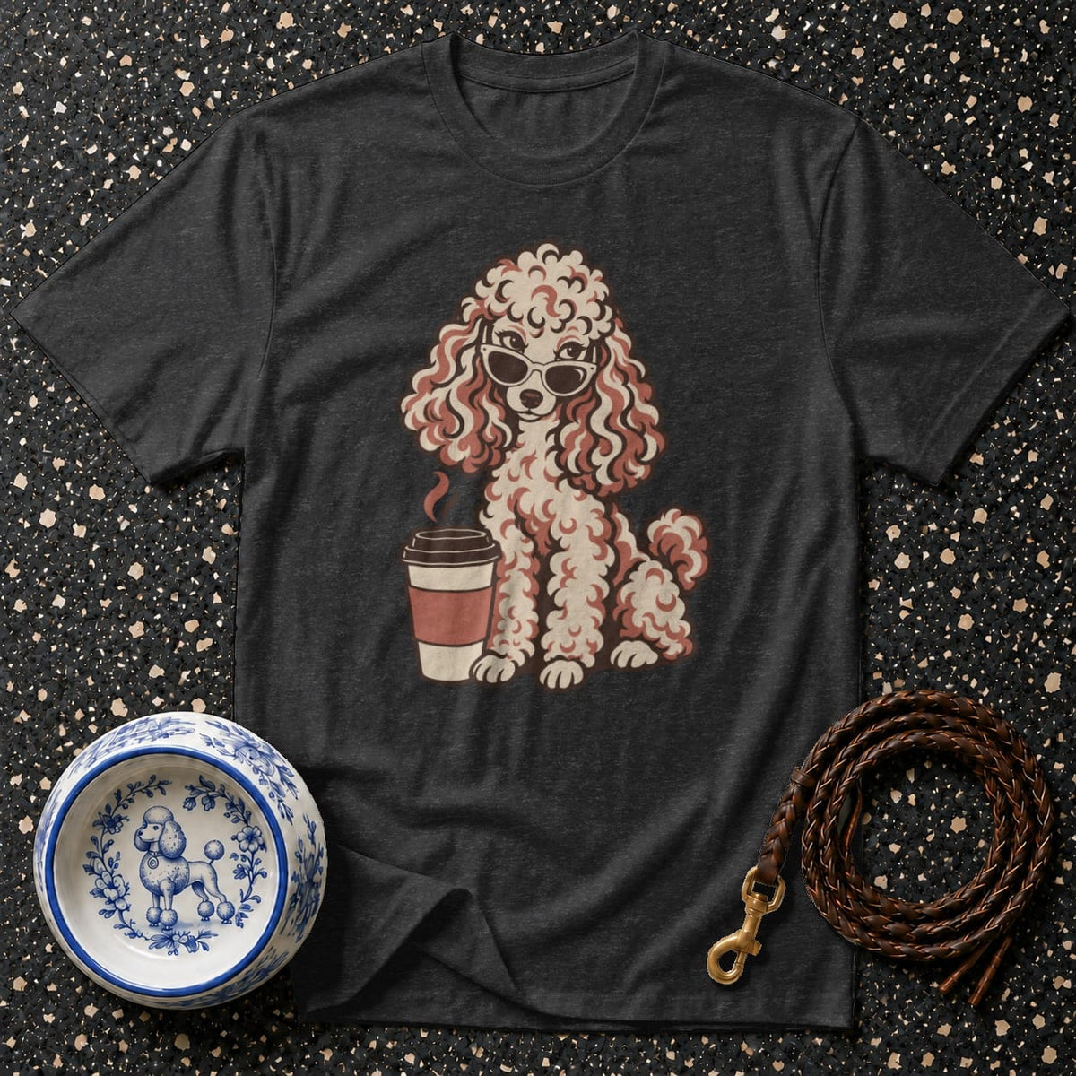 T-shirt Chic Coffee Poodle T-Shirt Cool Poodle with Coffee T-Shirt | Canine Style
