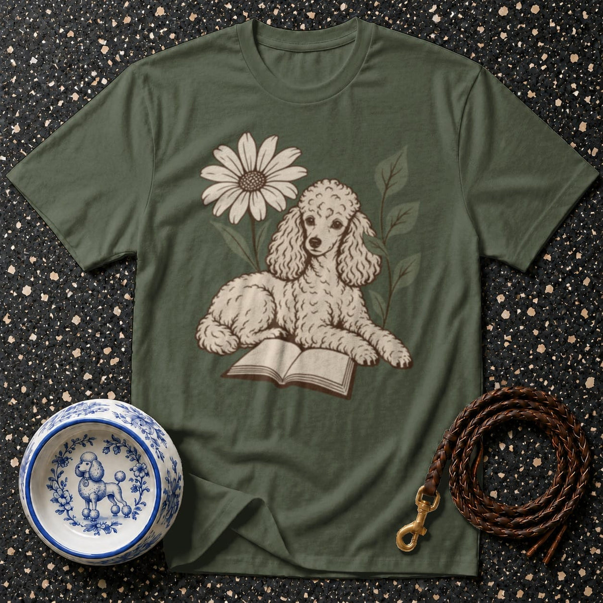 T-shirt Vintage Bookish Poodle T-Shirt Poodle Reading T-Shirt | Premium Pet Apparel