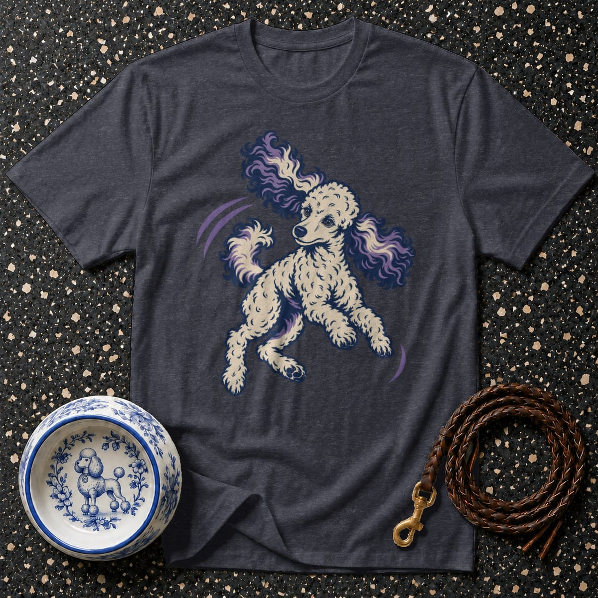 T-shirt Playful Dancing Poodle T-Shirt Poodle Art T-Shirt | Premium Dog Apparel