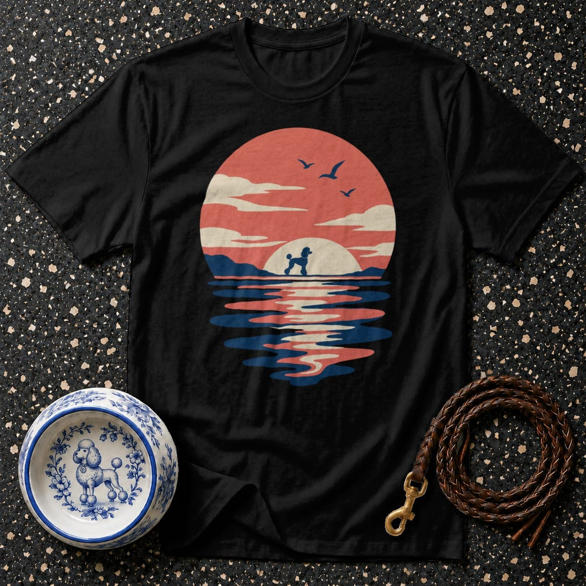 T-shirt Retro Poodle Sunset T-Shirt Poodle Sunset T-Shirt | Premium Dog Apparel