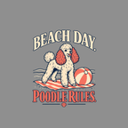 Cream poodle on beach towel with ball, reads "Beach Day Poodle Rules."