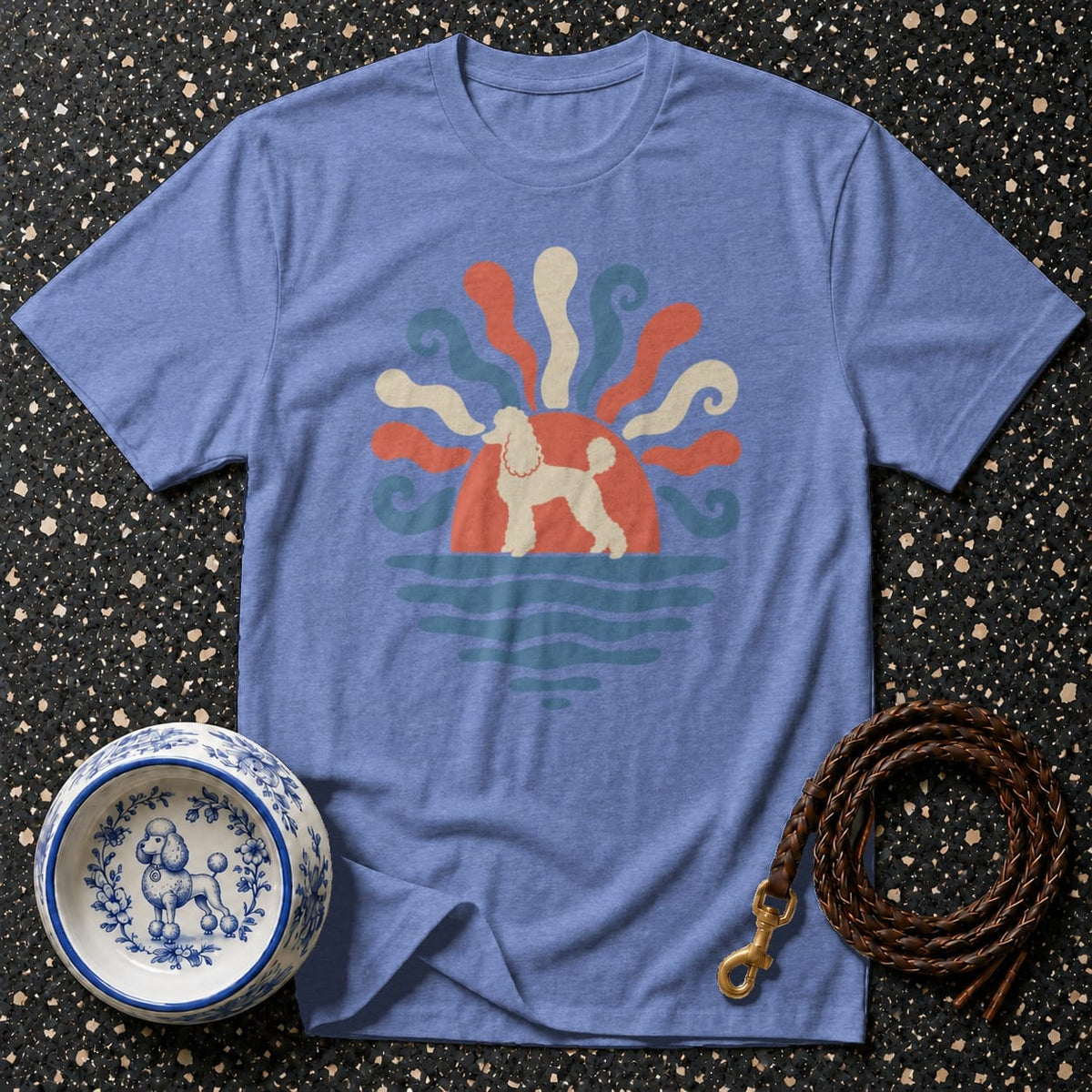 T-shirt Retro Poodle Sunset T-Shirt Retro Poodle Sun T-Shirt | Premium Dog Apparel