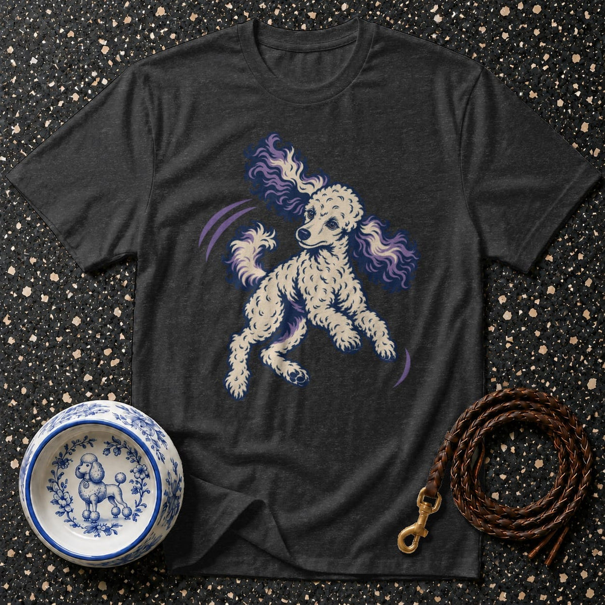 T-shirt Playful Dancing Poodle T-Shirt Poodle Art T-Shirt | Premium Dog Apparel