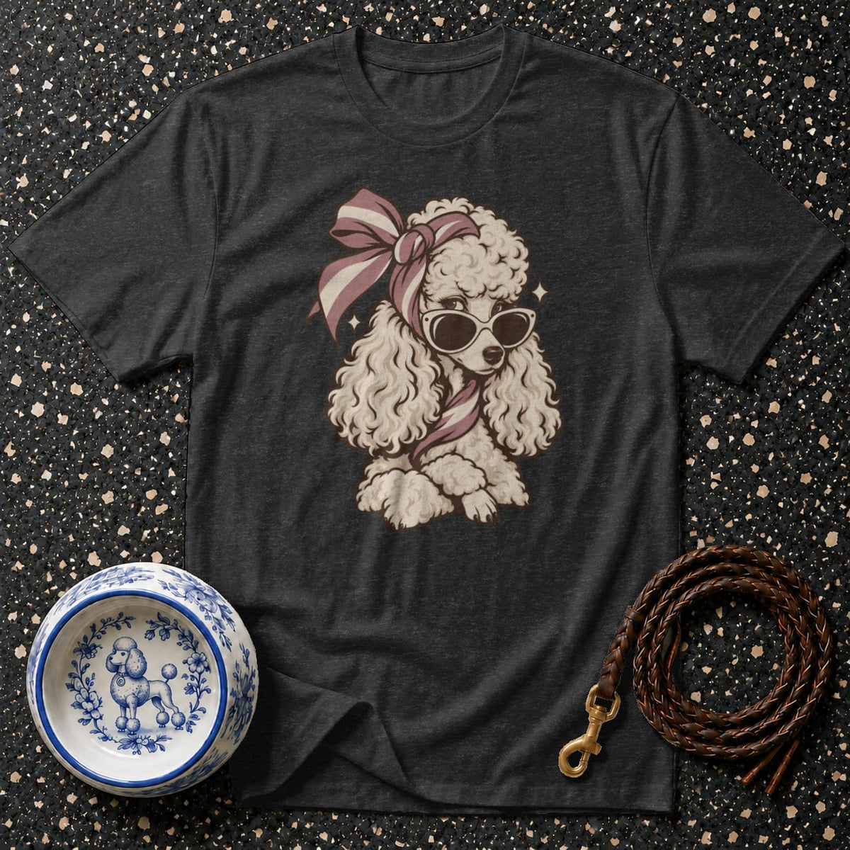 T-shirt Vintage Chic Poodle T-Shirt Poodle with Sunglasses T-Shirt | Premium Dog Apparel