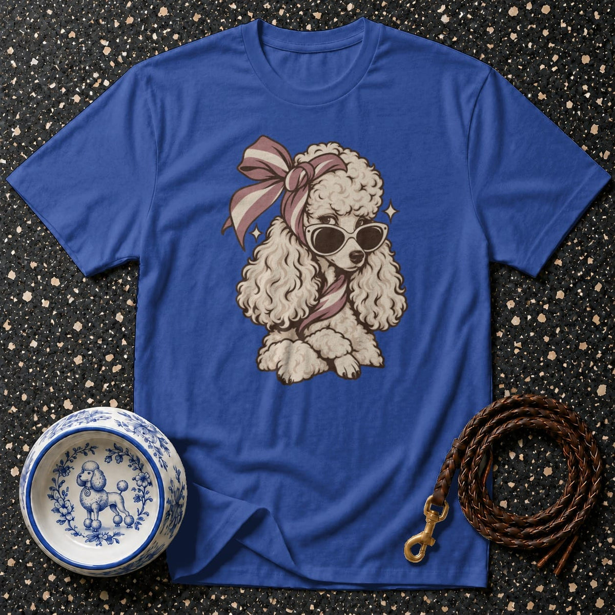 T-shirt Vintage Chic Poodle T-Shirt Poodle with Sunglasses T-Shirt | Premium Dog Apparel