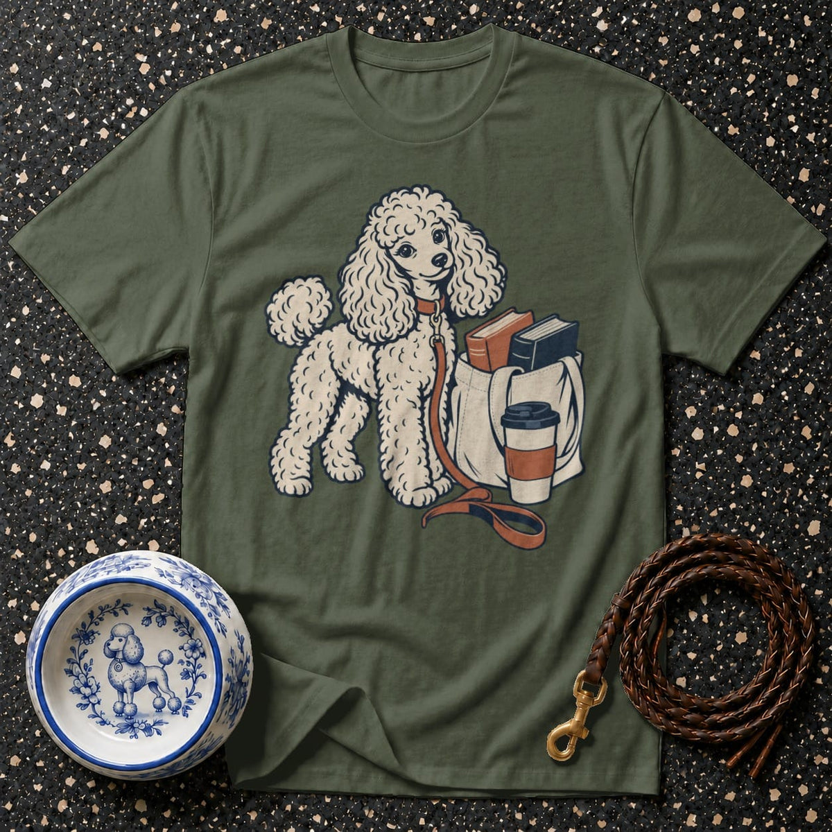 T-shirt Cozy Poodle Book Club T-Shirt Poodle Coffee & Books T-Shirt | Premium Dog Apparel