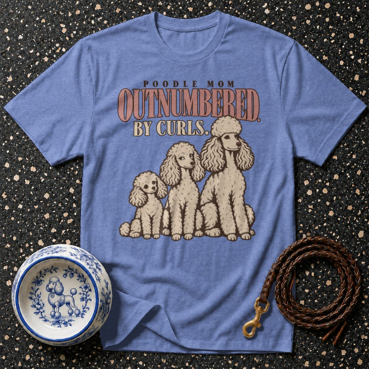 T-shirt Outnumbered By Curls Poodle T-Shirt Poodle Mom Outnumbered By Curls T-Shirt | Premium Dog Appare