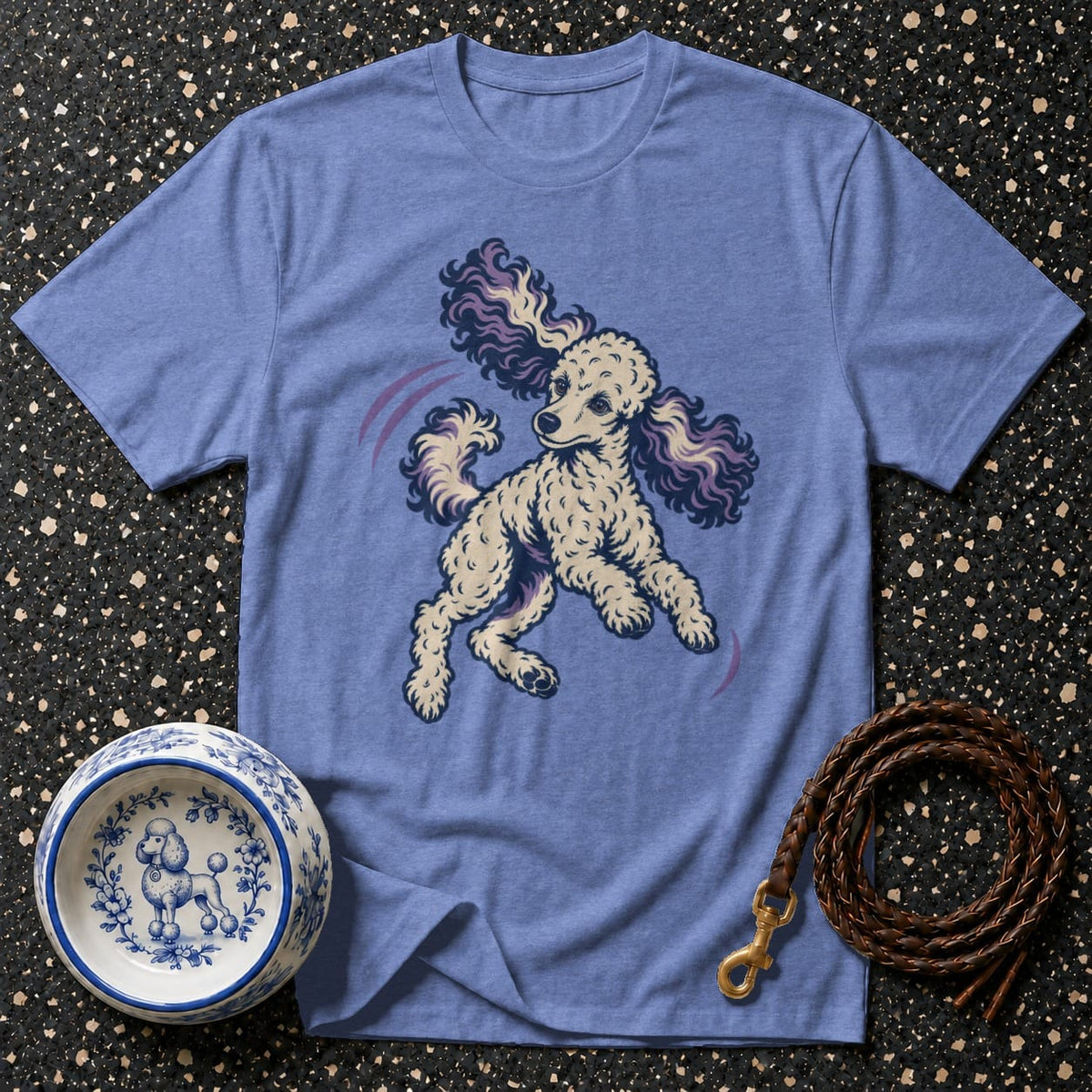 T-shirt Playful Dancing Poodle T-Shirt Poodle Art T-Shirt | Premium Dog Apparel