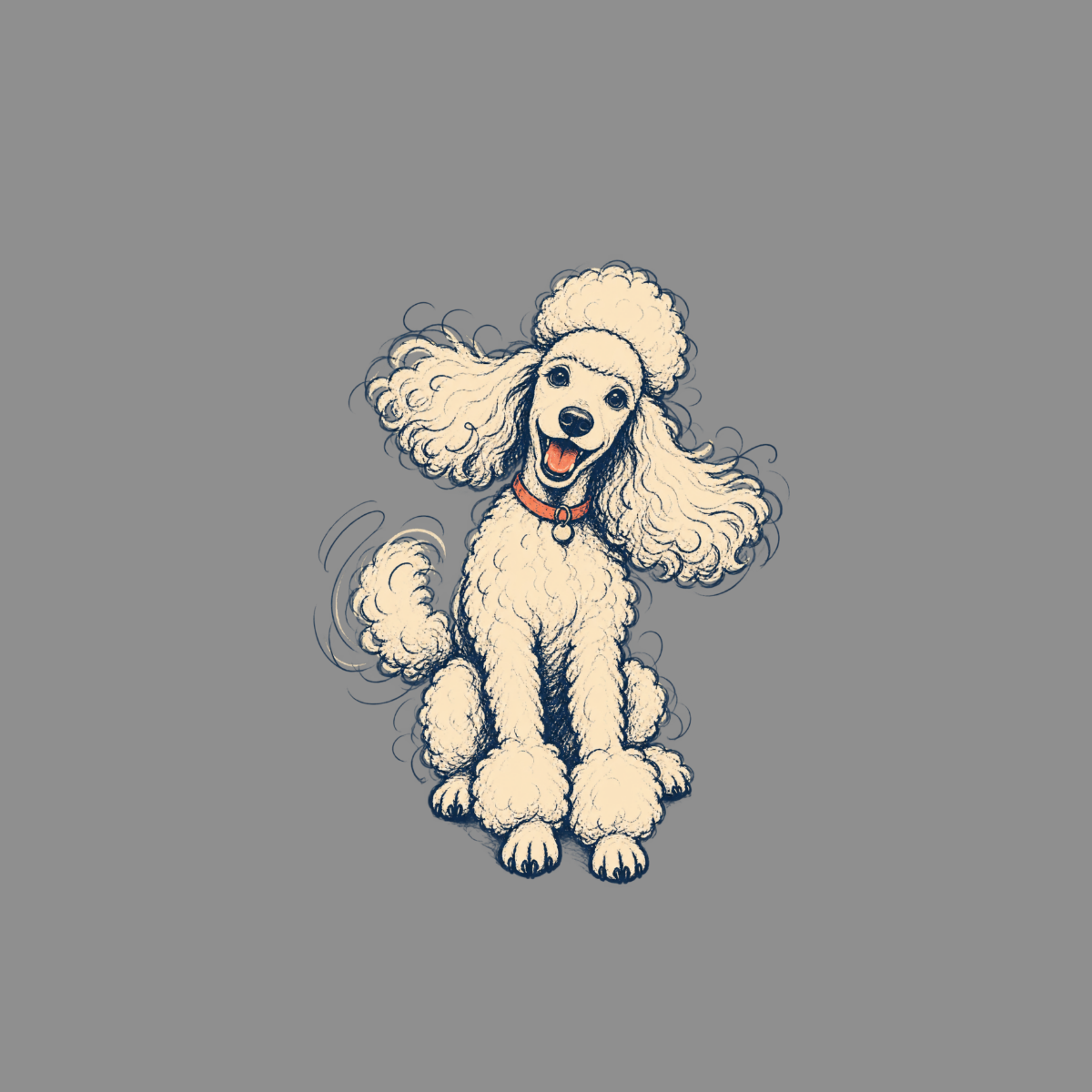 Playful Poodle Sketch T-Shirt