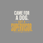 Came for a dog, got a supervisor text on gray background.