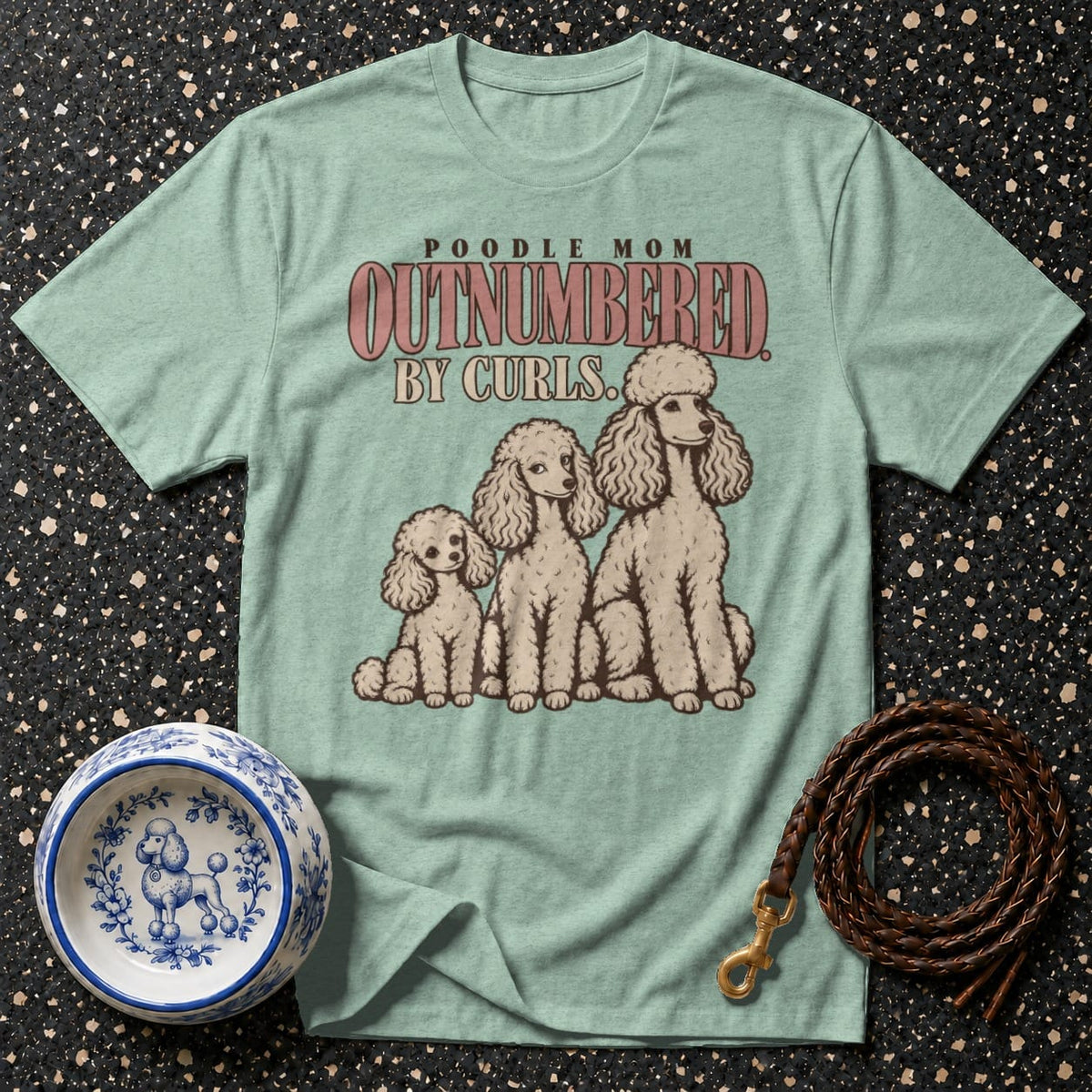 T-shirt Outnumbered By Curls Poodle T-Shirt Poodle Mom Outnumbered By Curls T-Shirt | Premium Dog Appare