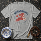 Grey t-shirt with "Poodle Athletics" and a running poodle graphic.