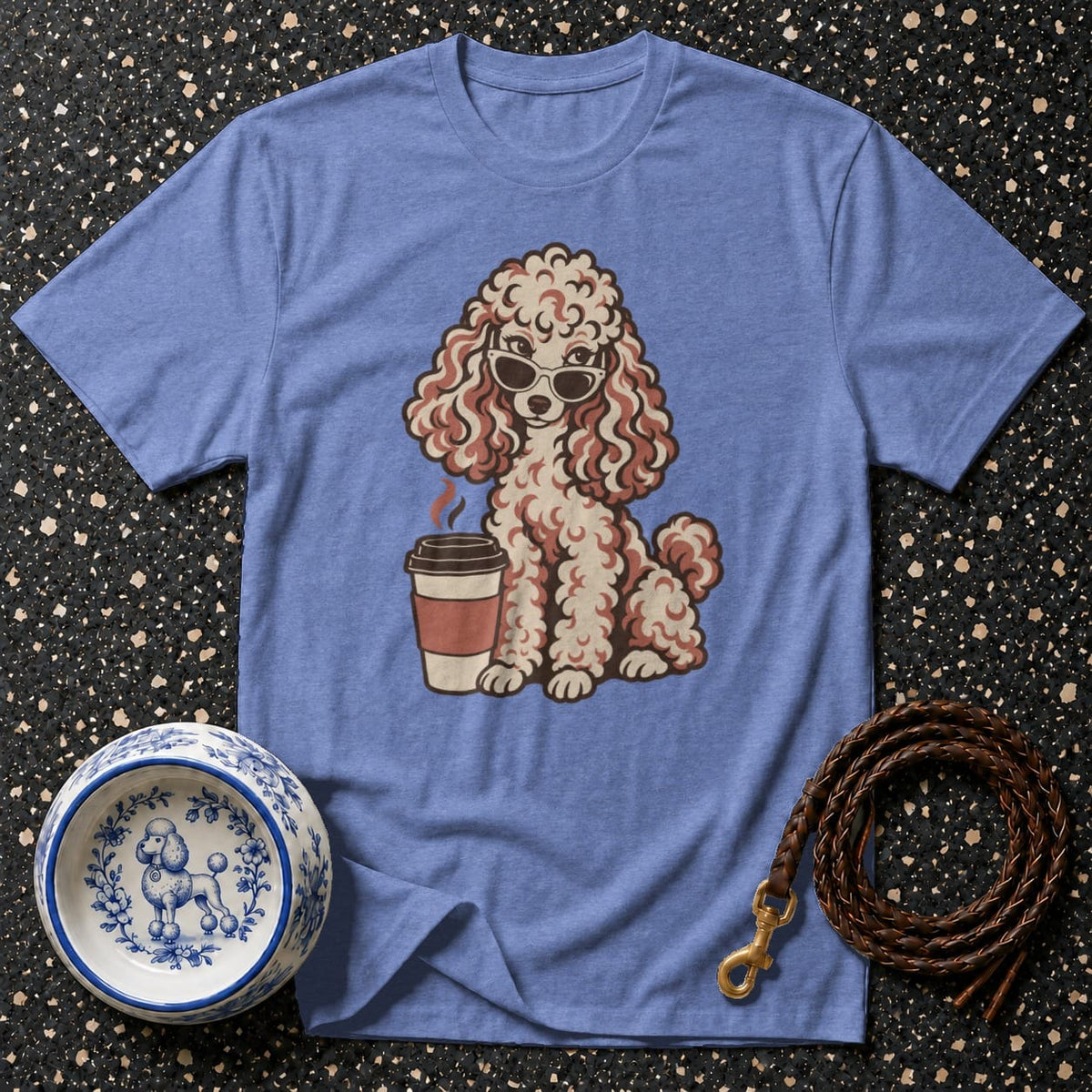 T-shirt Chic Coffee Poodle T-Shirt Cool Poodle with Coffee T-Shirt | Canine Style