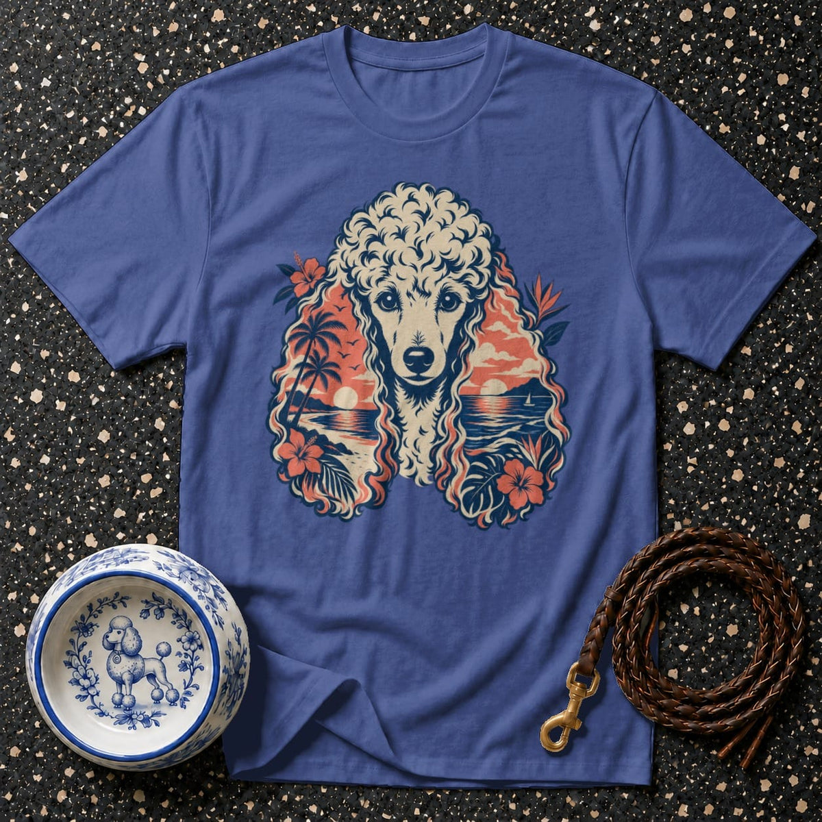 T-shirt Tropical Sunset Poodle T-Shirt Poodle Tropical Sunset T-Shirt | Premium Dog Apparel