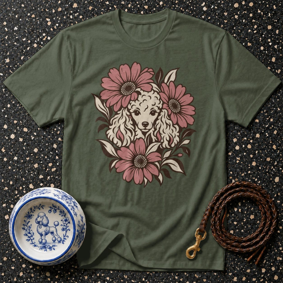 T-shirt Vintage Floral Poodle T-Shirt Poodle Floral Graphic T-Shirt | Premium Dog Apparel