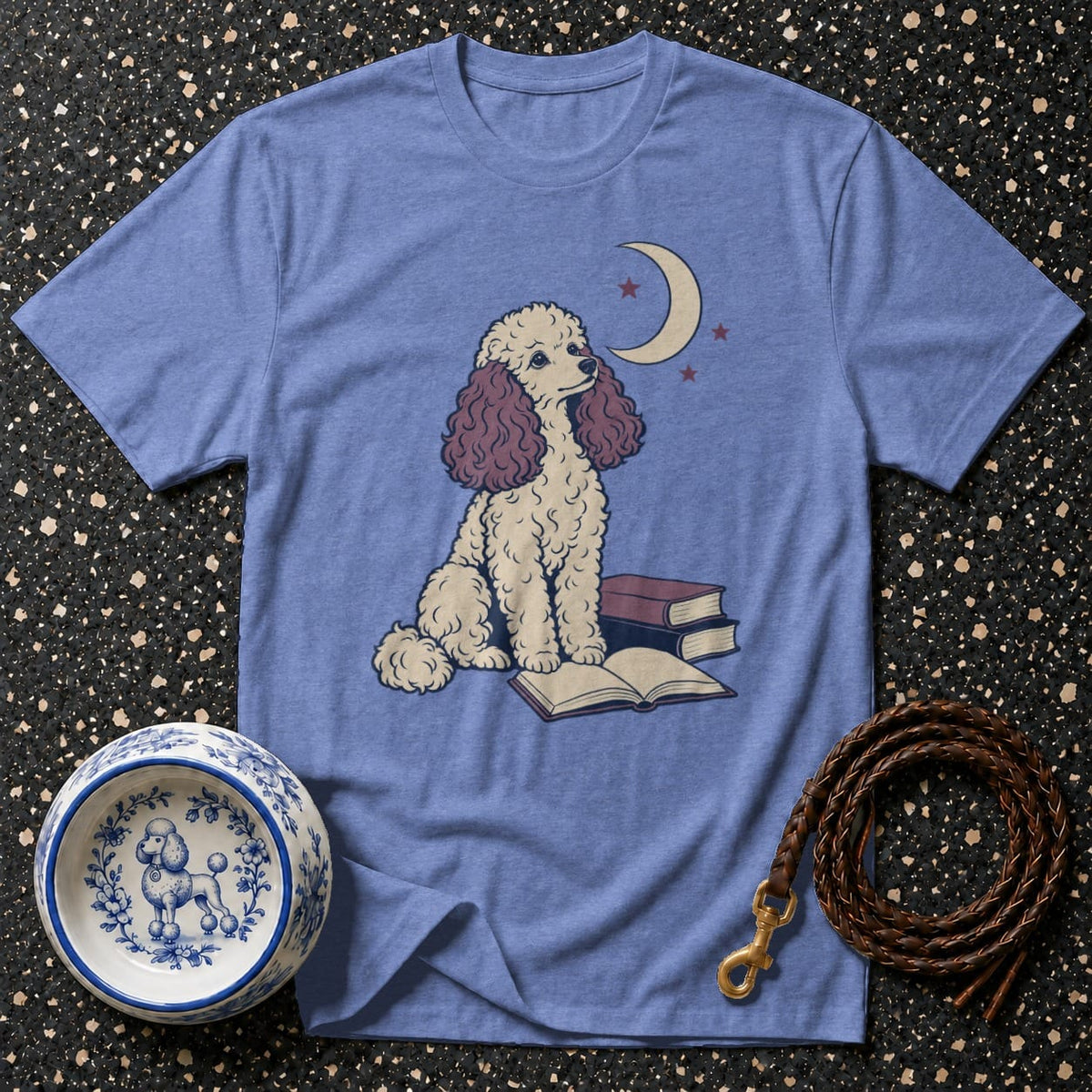 T-shirt Midnight Scholar Poodle T-Shirt Poodle Reading T-Shirt | Dreamy Dog Apparel