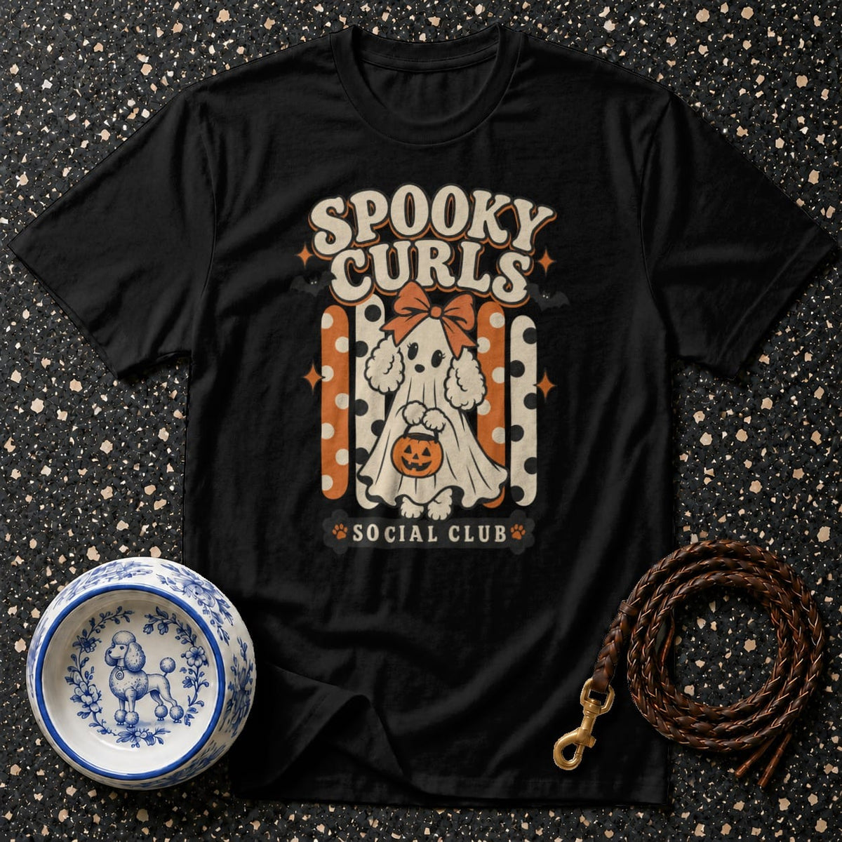 Spooky Curls Ghost Poodle T-Shirt Spooky Curls Ghost Dog T-Shirt | Premium Apparel