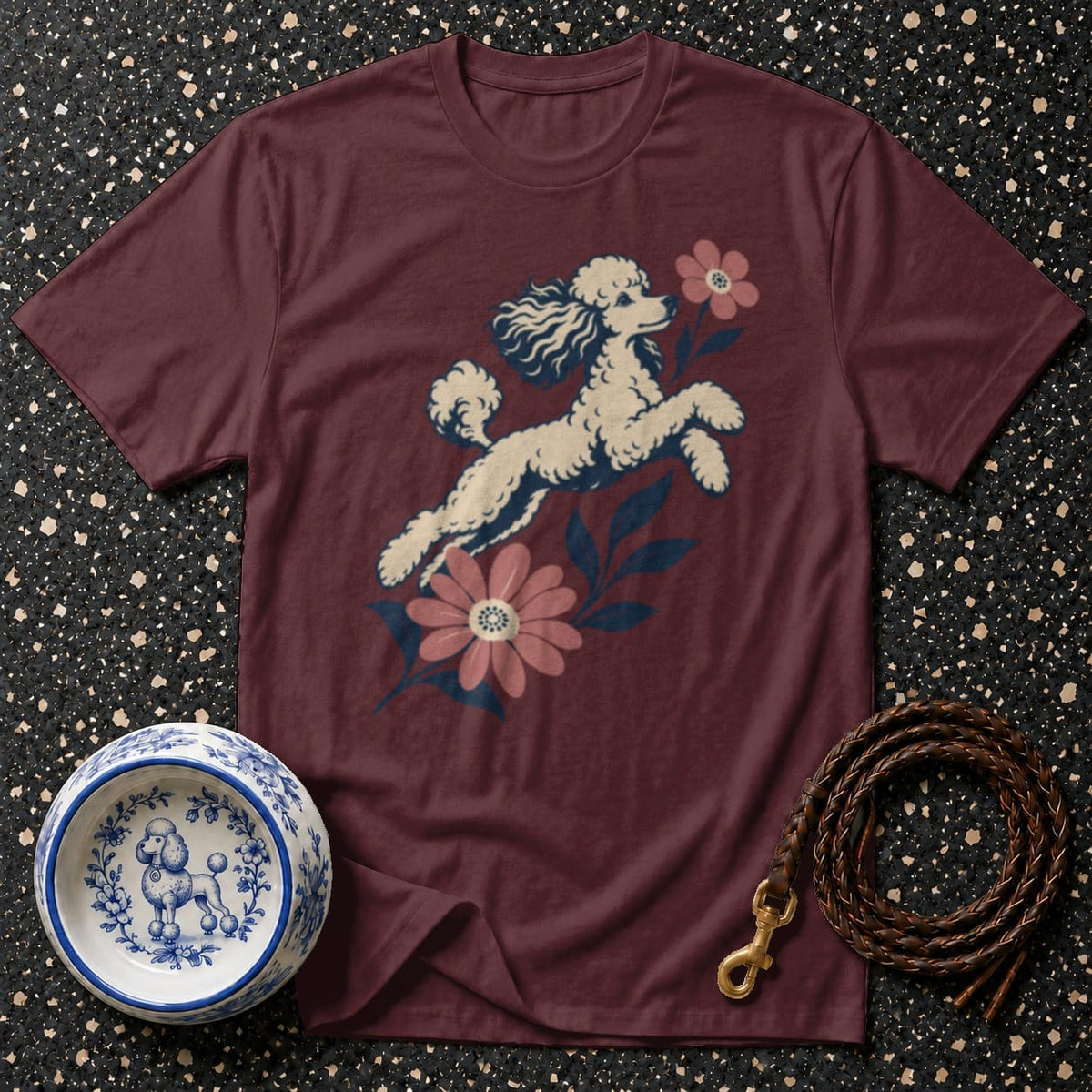 T-shirt Vintage Floral Poodle T-Shirt Vintage Poodle T-Shirt | Retro Floral Dog Tee