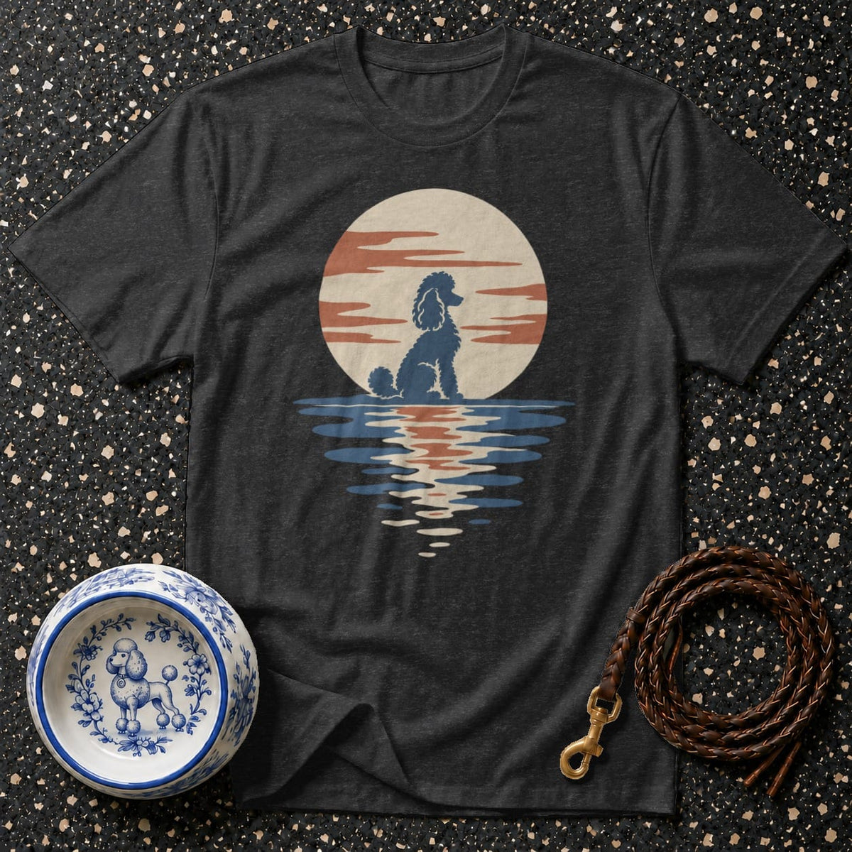 T-shirt Retro Sunset Poodle T-Shirt Poodle Sunset T-Shirt | Premium Dog Apparel