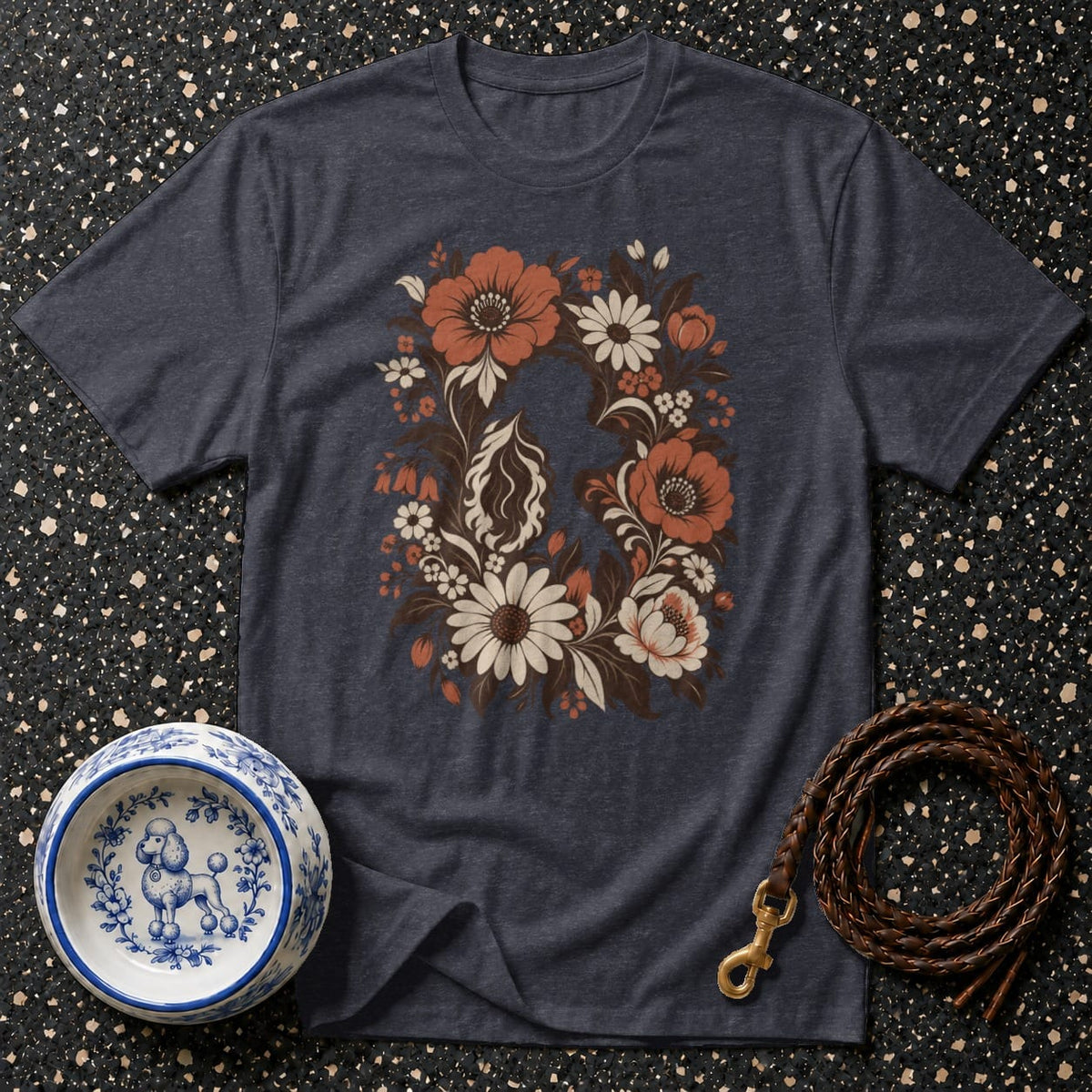 T-shirt Floral Poodle Silhouette T-Shirt Poodle Floral Silhouette T-Shirt | Premium Apparel