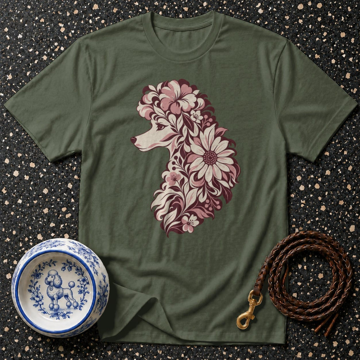 T-shirt Botanical Floral Poodle T-Shirt Floral Poodle T-Shirt | Premium Dog Apparel
