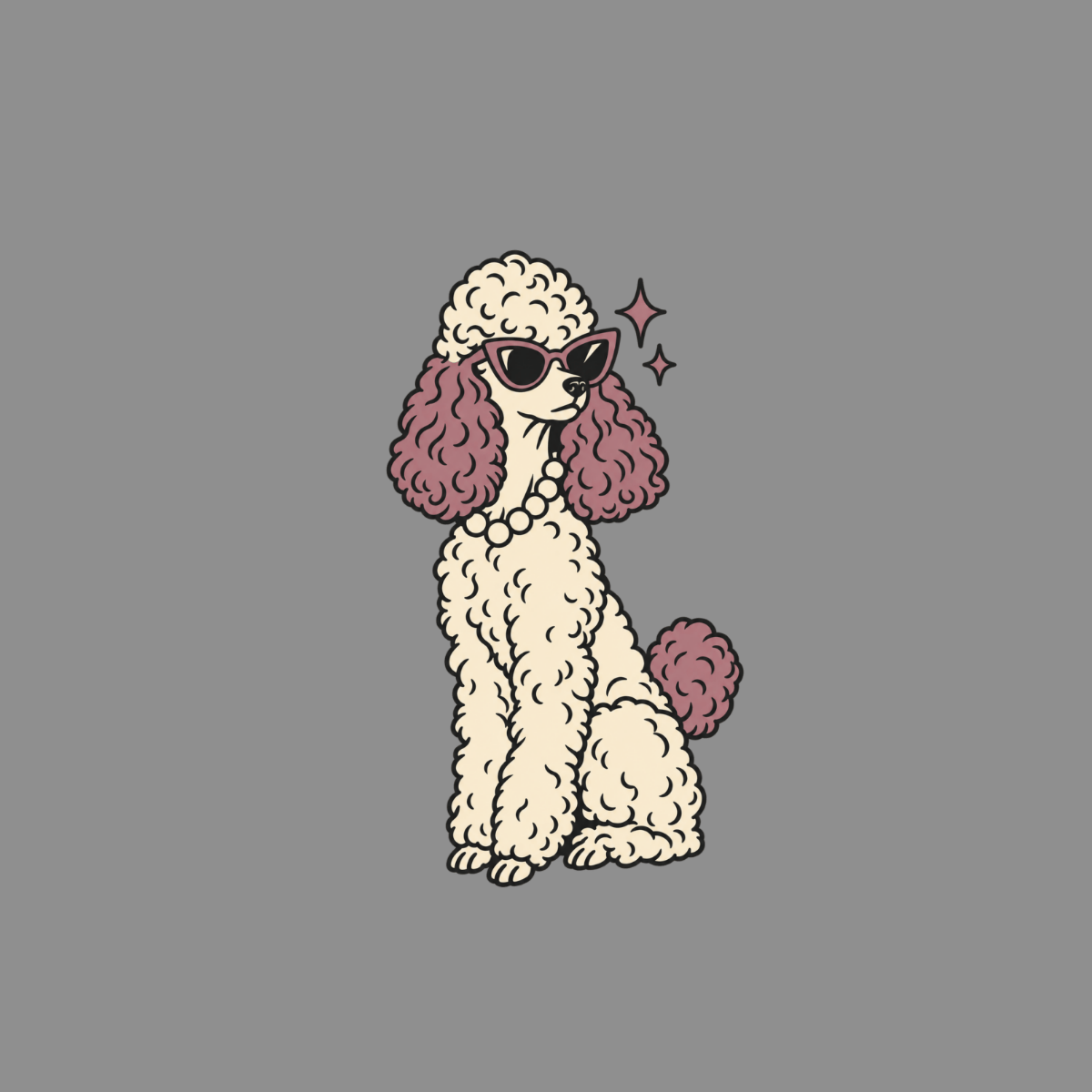 T-shirt Vintage Glam Poodle T-Shirt Poodle With Sunglasses T-Shirt | Premium Dog Apparel