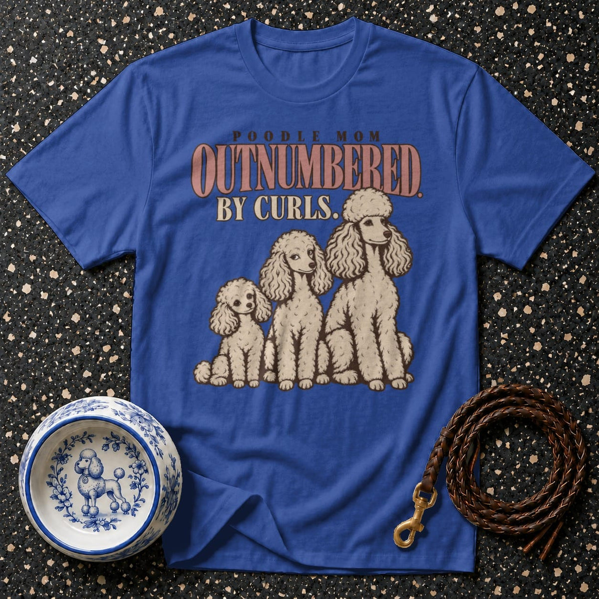 T-shirt Outnumbered By Curls Poodle T-Shirt Poodle Mom Outnumbered By Curls T-Shirt | Premium Dog Appare
