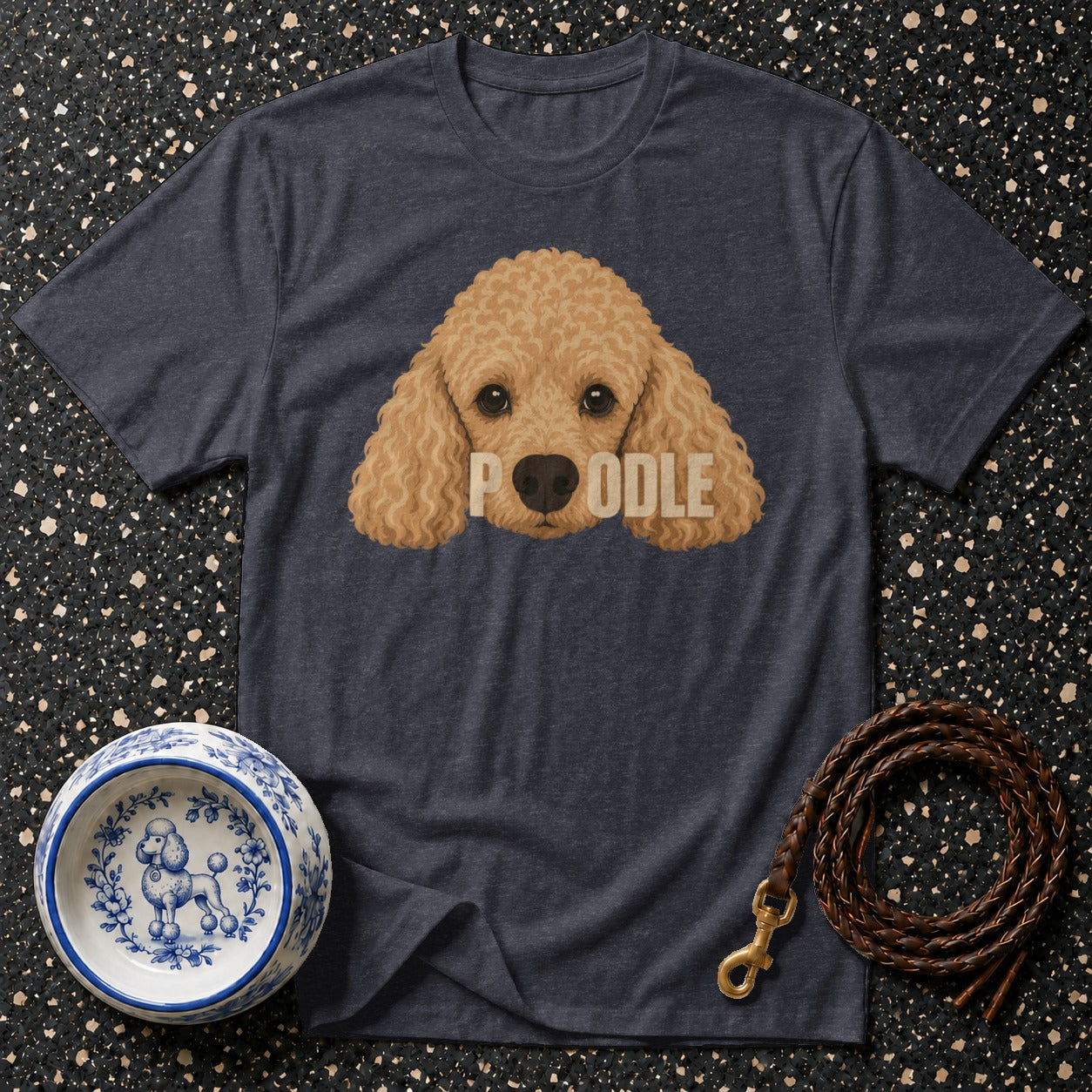 T-shirt with a poodle graphic and the word "POODLE".