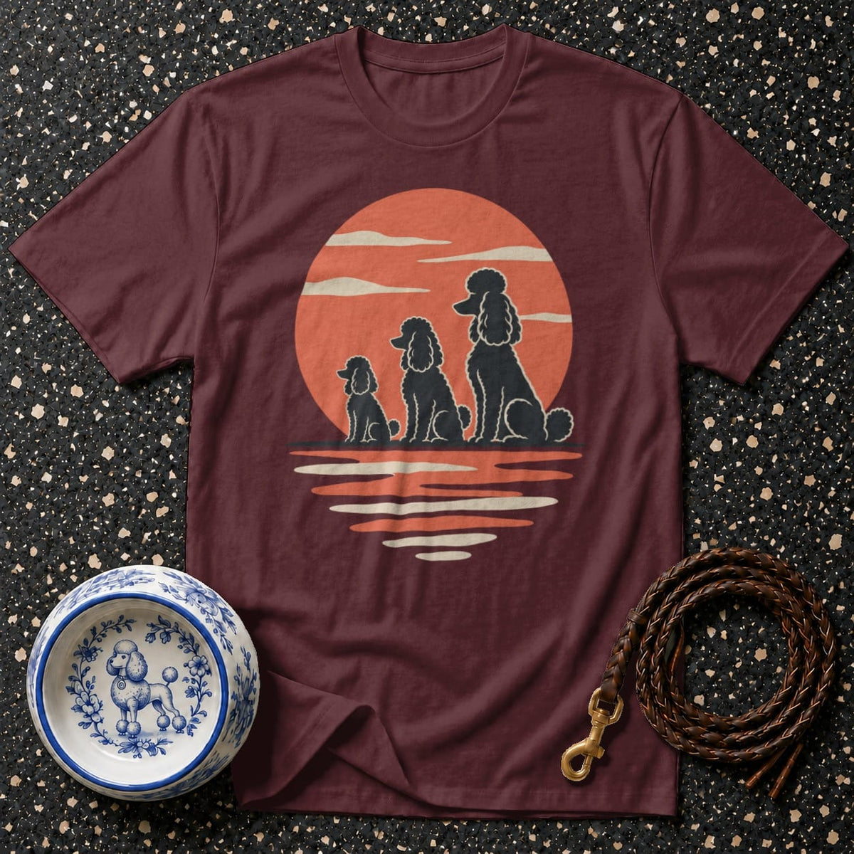 T-shirt Sunset Poodle Trio T-Shirt Poodle Sunset T-Shirt | Premium Dog Apparel