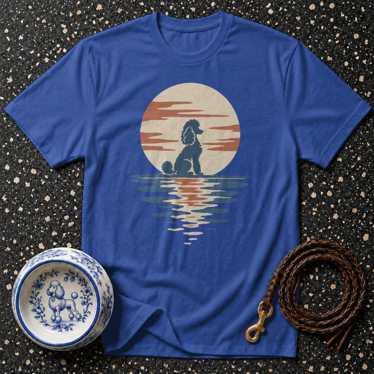 T-shirt Retro Sunset Poodle T-Shirt Poodle Sunset T-Shirt | Premium Dog Apparel