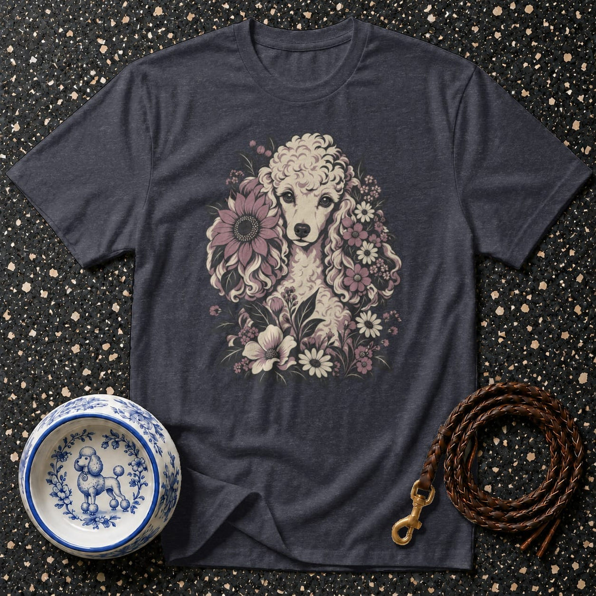 T-shirt Vintage Floral Poodle T-Shirt Poodle Floral Art T-Shirt | Premium Dog Apparel