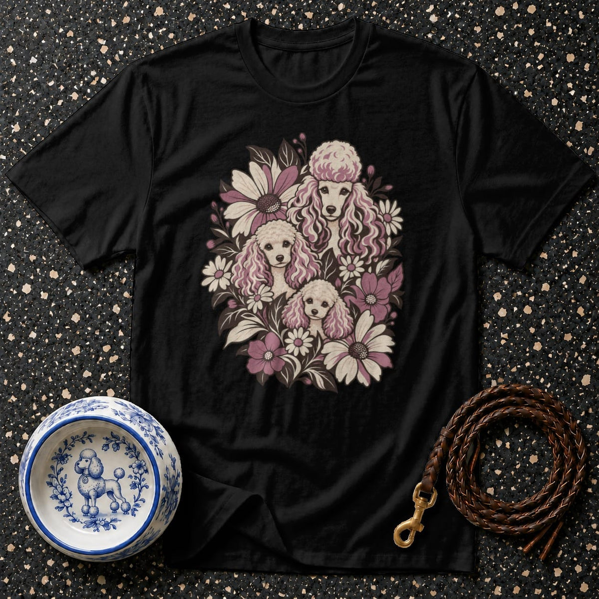 T-shirt Vintage Floral Poodle T-Shirt Poodle Family T-Shirt | Premium Dog Apparel