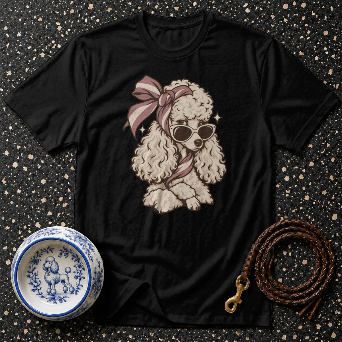 T-shirt Vintage Chic Poodle T-Shirt Poodle with Sunglasses T-Shirt | Premium Dog Apparel