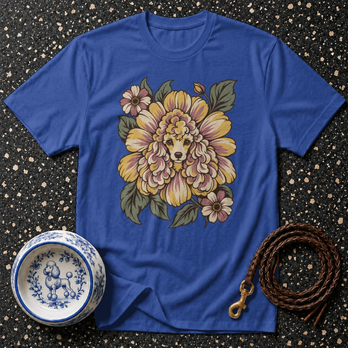 T-shirt Vintage Floral Poodle T-Shirt Poodle Flower T-Shirt | Premium Dog Apparel