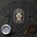 Dark grey t-shirt with white poodle graphic