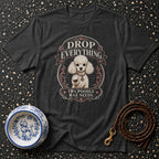 Dark grey t-shirt with white poodle graphic