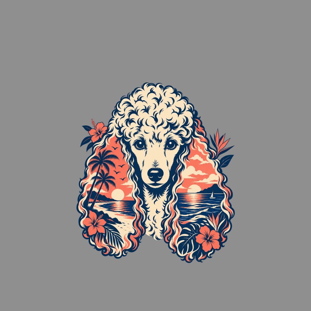 T-shirt Tropical Sunset Poodle T-Shirt Poodle Tropical Sunset T-Shirt | Premium Dog Apparel
