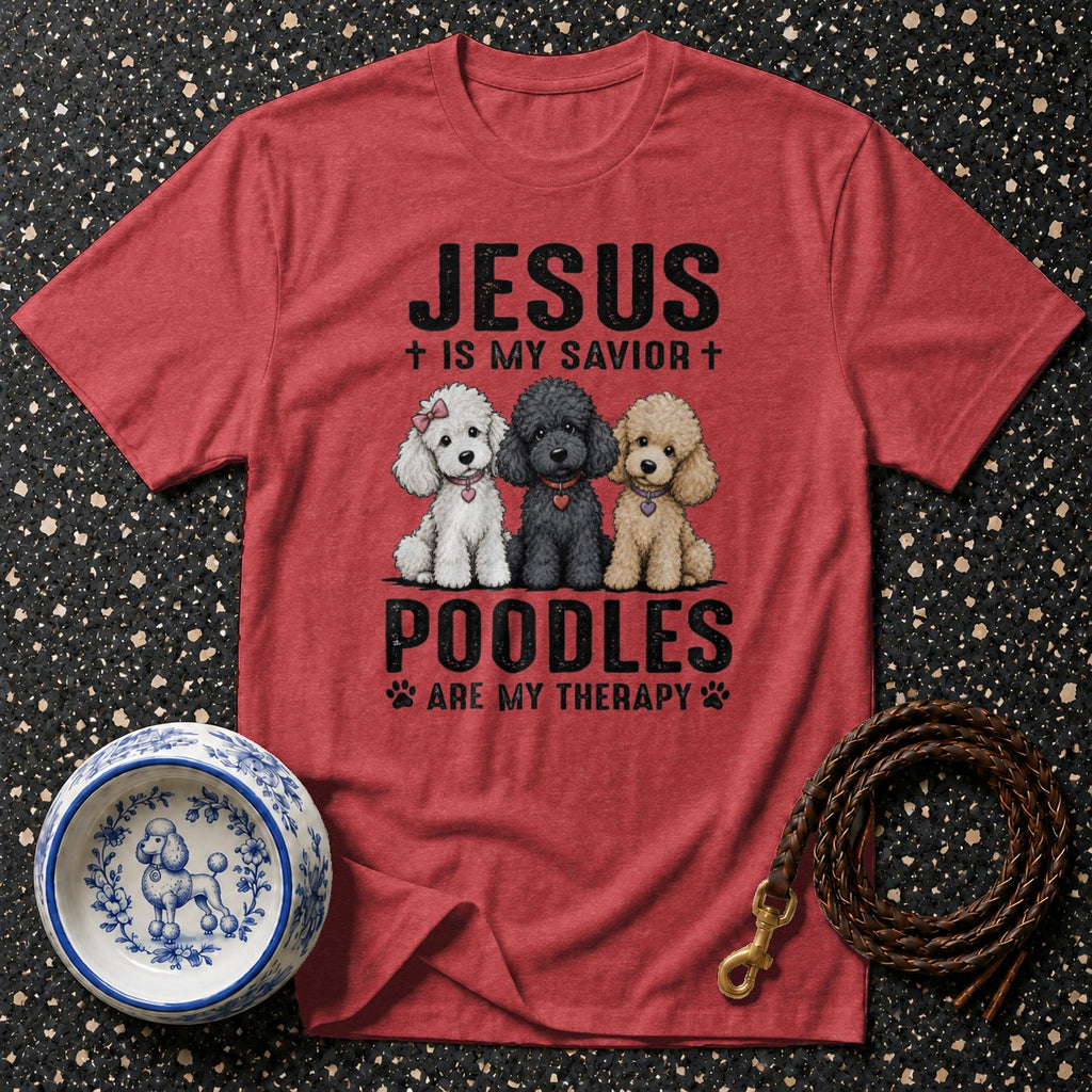 Red t-shirt with "