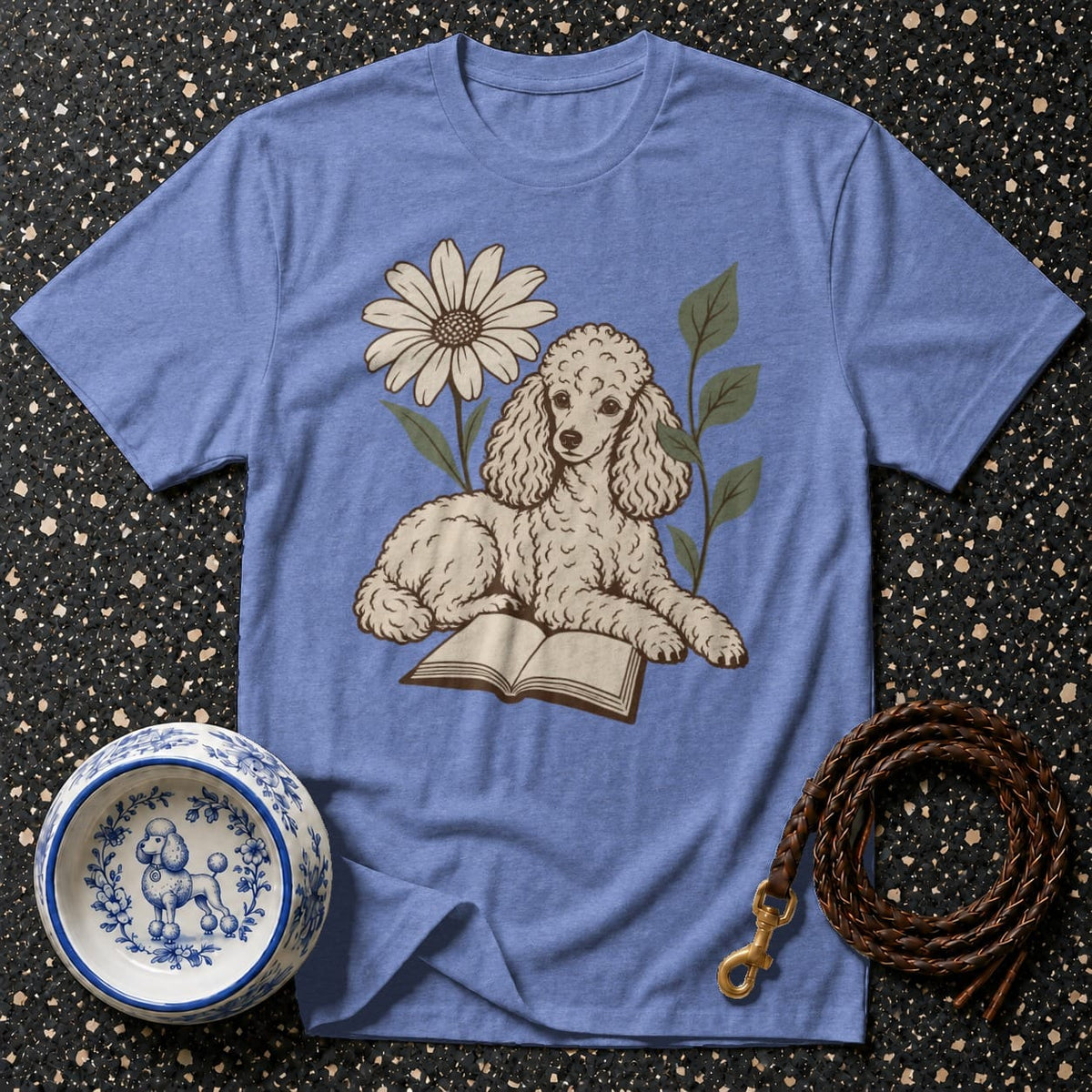 T-shirt Vintage Bookish Poodle T-Shirt Poodle Reading T-Shirt | Premium Pet Apparel